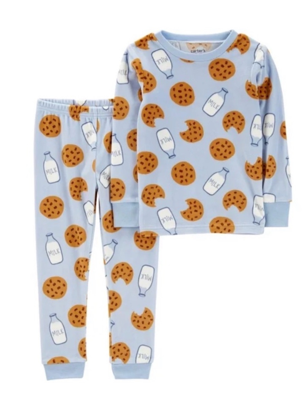 Carter's Kids Blue Cookie & Milk Toddle Cozy Pajama Set, 2-Pieces, size 2T